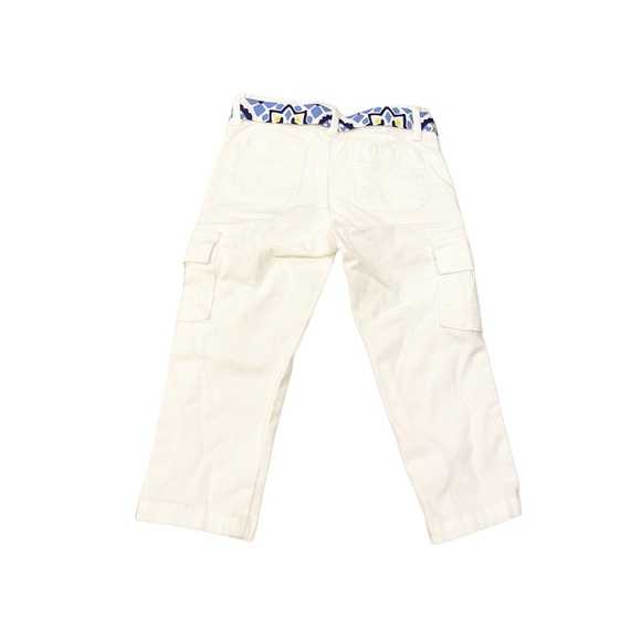 NWT Gymboree White Cargo Pants with Belt and Flower Embroidery Size 3 - Picture 2 of 6